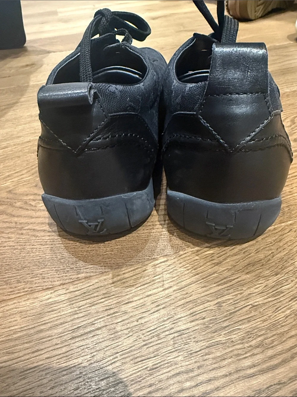 Louis Vuitton Black Monogram Lace-Up Sneakers